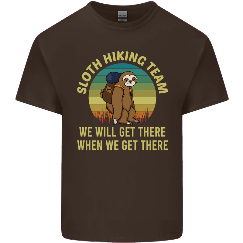 Sloth Hiking Team Funny Trekking Walking Mens Cotton T-Shirt Tee Top Dark Chocolate