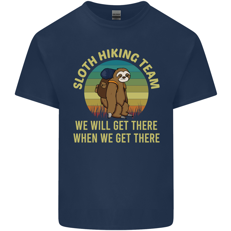 Sloth Hiking Team Funny Trekking Walking Mens Cotton T-Shirt Tee Top Navy Blue