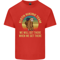 Sloth Hiking Team Funny Trekking Walking Mens Cotton T-Shirt Tee Top Red