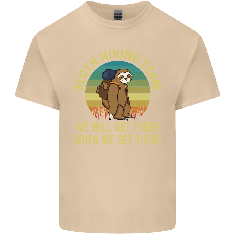 Sloth Hiking Team Funny Trekking Walking Mens Cotton T-Shirt Tee Top Sand