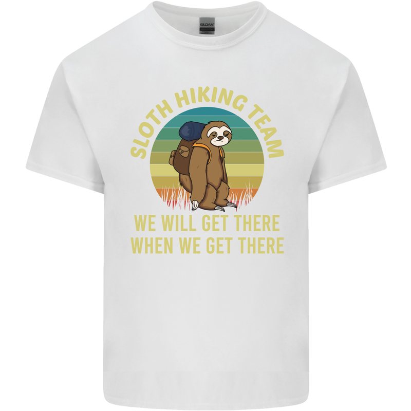 Sloth Hiking Team Funny Trekking Walking Mens Cotton T-Shirt Tee Top White