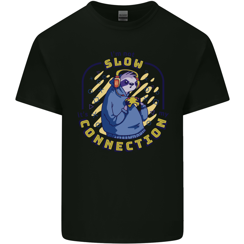 Sloth I'm Not Slow Funny Gaming Gamer Mens Cotton T-Shirt Tee Top Black
