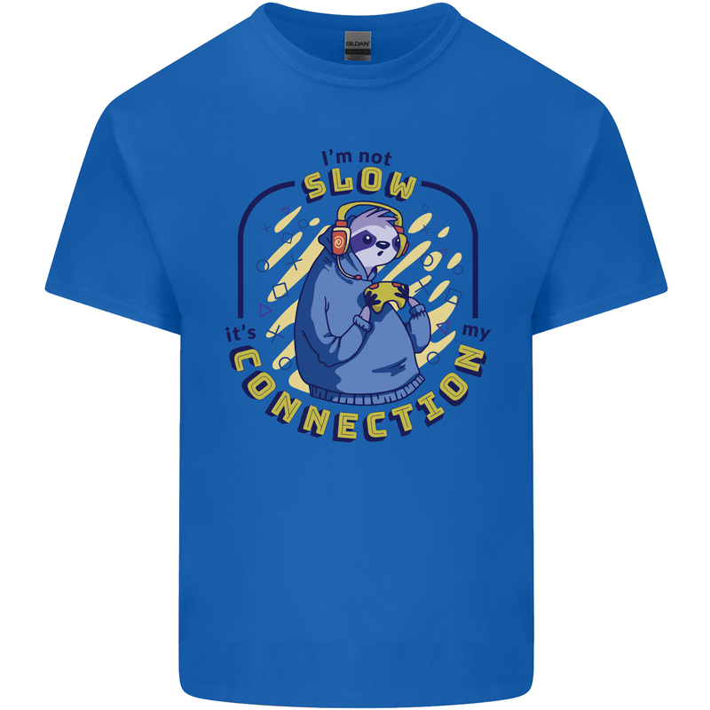 Sloth I'm Not Slow Funny Gaming Gamer Mens Cotton T-Shirt Tee Top Royal Blue