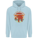 Sloth Say Less Do Lesser Funny Slogan Childrens Kids Hoodie Light Blue
