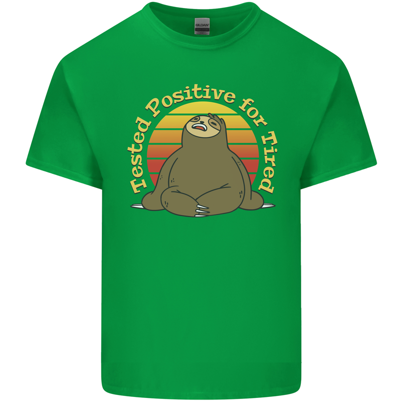 Sloth Tested Positive For Tired Funny Lazy Mens Cotton T-Shirt Tee Top Irish Green