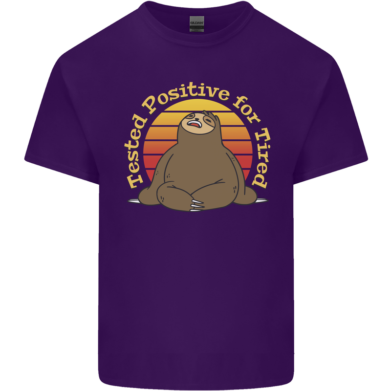 Sloth Tested Positive For Tired Funny Lazy Mens Cotton T-Shirt Tee Top Purple
