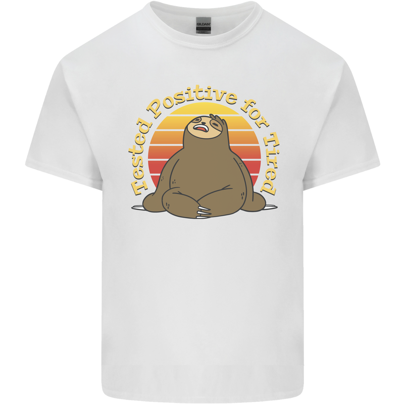 Sloth Tested Positive For Tired Funny Lazy Mens Cotton T-Shirt Tee Top White