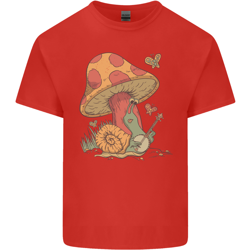 Snail Playing Guitar Rock Music Guitarist Mens Cotton T-Shirt Tee Top Red