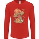 Snail Playing Guitar Rock Music Guitarist Mens Long Sleeve T-Shirt Red