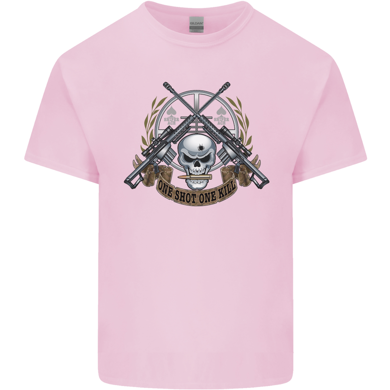 Sniper Ace One Shot Kill Para Marine Army Mens Cotton T-Shirt Tee Top Light Pink