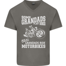 Some Grandad's Play Bingo Real Grandads Ride Motorbikes Mens V-Neck Cotton T-Shirt Charcoal