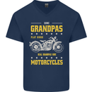 Some Grandpas Funny Biker Motorcycle Bike Mens V-Neck Cotton T-Shirt Navy Blue