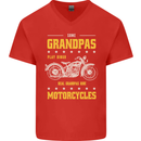 Some Grandpas Funny Biker Motorcycle Bike Mens V-Neck Cotton T-Shirt Red