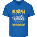 Some Grandpas Funny Biker Motorcycle Bike Mens V-Neck Cotton T-Shirt Royal Blue