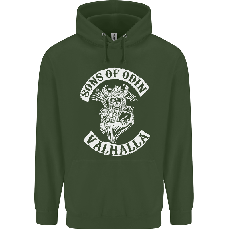 Son of Odin Valhalla Viking Norse Mythology Mens 80% Cotton Hoodie Forest Green