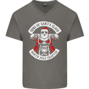 Sons of Santa Biker Motorcycle Christmas Mens V-Neck Cotton T-Shirt Charcoal