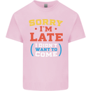 Sorry I'm Late Funny Slogan Distressed Mens Cotton T-Shirt Tee Top Light Pink