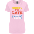 Sorry I'm Late Funny Slogan Distressed Womens Wider Cut T-Shirt Light Pink