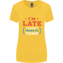 Sorry I'm Late Funny Slogan Distressed Womens Wider Cut T-Shirt Yellow