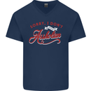 Sorry, I Don't Speak Assholian Funny Slogan Mens V-Neck Cotton T-Shirt Navy Blue