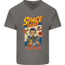 Space Cadet Explore the Galaxy Astronaut Mens V-Neck Cotton T-Shirt Charcoal