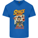 Space Cadet Explore the Galaxy Astronaut Mens V-Neck Cotton T-Shirt Royal Blue