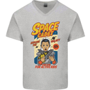 Space Cadet Explore the Galaxy Astronaut Mens V-Neck Cotton T-Shirt Sports Grey