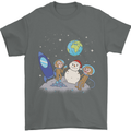 Space Monkeys Aliens UFO Christmas Snowman Mens T-Shirt 100% Cotton Charcoal