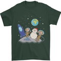 Space Monkeys Aliens UFO Christmas Snowman Mens T-Shirt 100% Cotton Forest Green