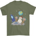 Space Monkeys Aliens UFO Christmas Snowman Mens T-Shirt 100% Cotton Military Green