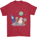 Space Monkeys Aliens UFO Christmas Snowman Mens T-Shirt 100% Cotton Red