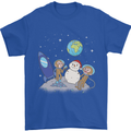 Space Monkeys Aliens UFO Christmas Snowman Mens T-Shirt 100% Cotton Royal Blue