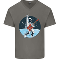 Space Rock Funny Astronaut Guitar Guitarist Mens V-Neck Cotton T-Shirt Charcoal