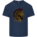 Spartan Helmet Gym Bodybuilding Training Mens Cotton T-Shirt Tee Top Navy Blue