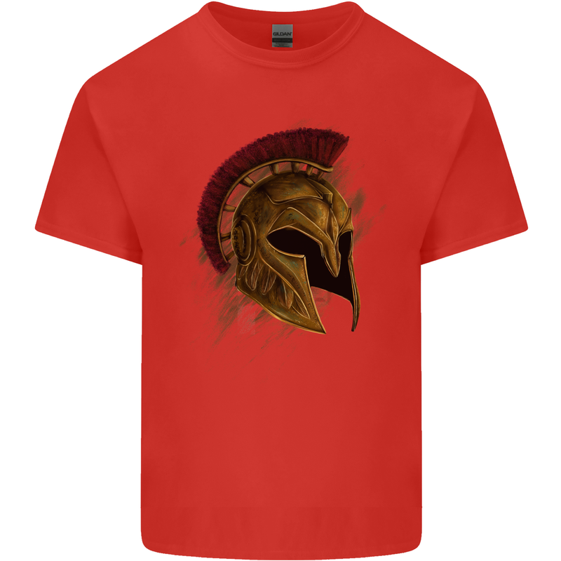 Spartan Helmet Gym Bodybuilding Training Mens Cotton T-Shirt Tee Top Red