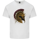 Spartan Helmet Gym Bodybuilding Training Mens Cotton T-Shirt Tee Top White