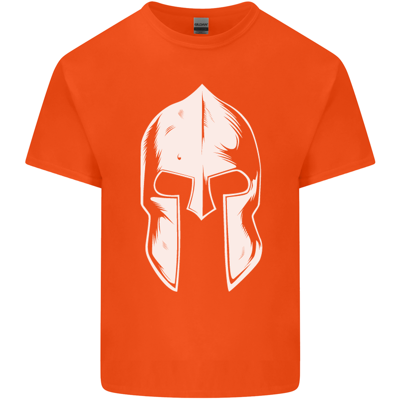 Spartan Helmet Weight Training Fitness Gym Mens Cotton T-Shirt Tee Top Orange