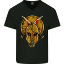 Spartan Skull Helmet Gym MMA Martial Arts Mens V-Neck Cotton T-Shirt Black
