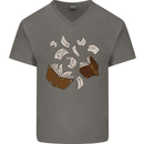 Spell Book Magic Magician Magical Mens V-Neck Cotton T-Shirt Charcoal