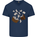 Spell Book Magic Magician Magical Mens V-Neck Cotton T-Shirt Navy Blue