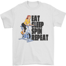 Spinning Eat Sleep Spin Repeat Cycling Mens T-Shirt Cotton Gildan White