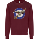 Spitfire MOD RAF WWII Fighter Plane British Kids Sweatshirt Jumper Maroon