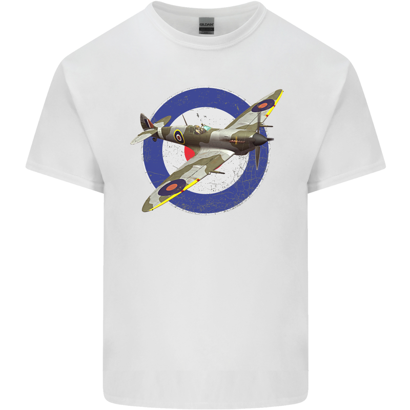 Spitfire MOD RAF WWII Fighter Plane British Kids T-Shirt Childrens White