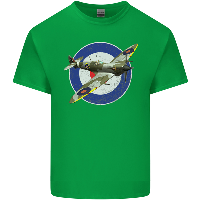 Spitfire MOD RAF WWII Fighter Plane British Mens Cotton T-Shirt Tee Top Irish Green