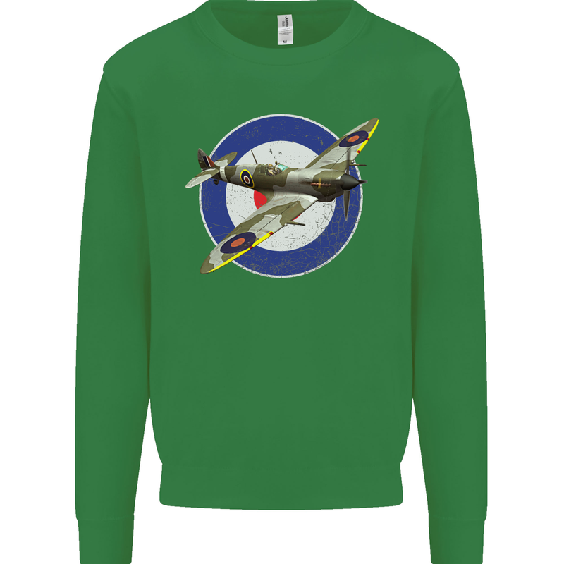Spitfire MOD RAF WWII Fighter Plane British Mens Sweatshirt Jumper Irish Green