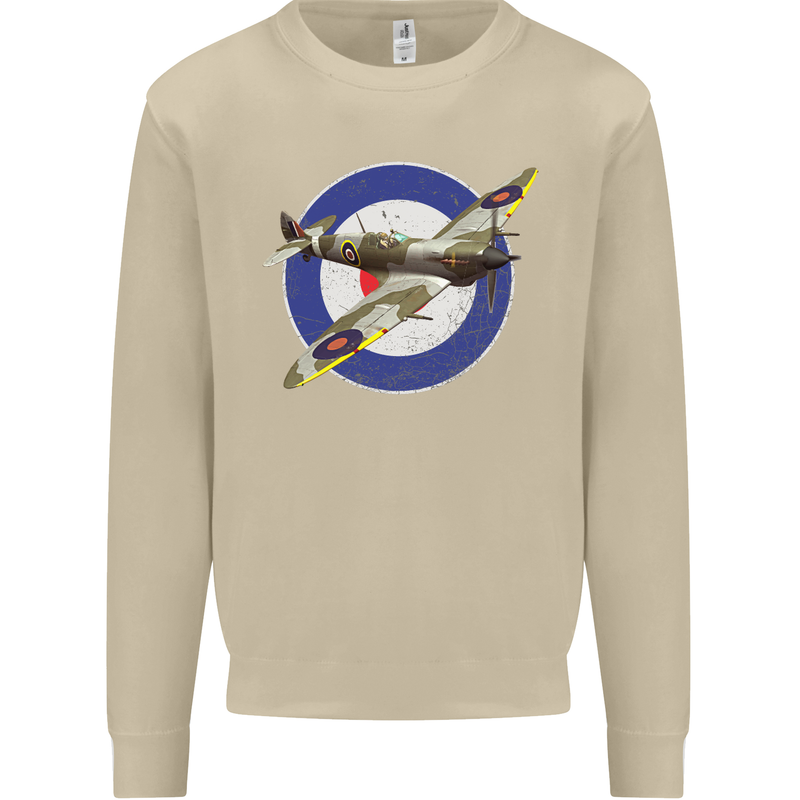 Spitfire MOD RAF WWII Fighter Plane British Mens Sweatshirt Jumper Sand