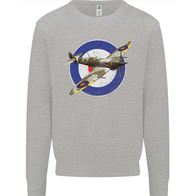 Spitfire MOD RAF WWII Fighter Plane British Mens Sweatshirt Jumper Sports Grey