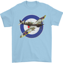 Spitfire MOD RAF WWII Fighter Plane British Mens T-Shirt Cotton Gildan Light Blue
