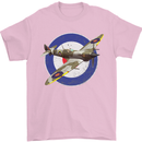 Spitfire MOD RAF WWII Fighter Plane British Mens T-Shirt Cotton Gildan Light Pink