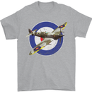 Spitfire MOD RAF WWII Fighter Plane British Mens T-Shirt Cotton Gildan Sports Grey